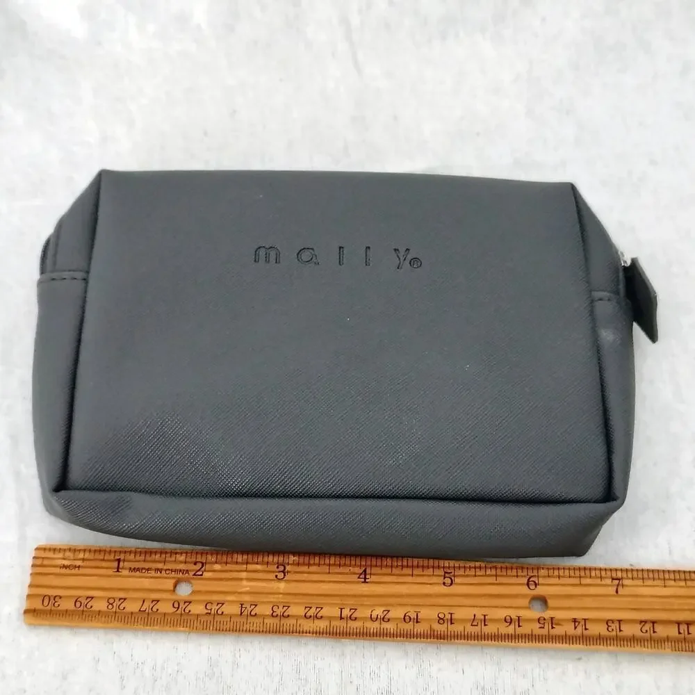 Mally Black Zip Makeup Cosmetic Bag Case Travel Vacation NEW